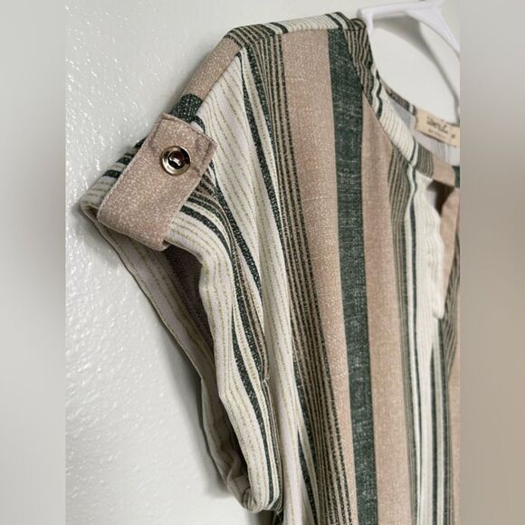 Liberty Love Striped Blouse - Green and Tan - Picture 3 of 4